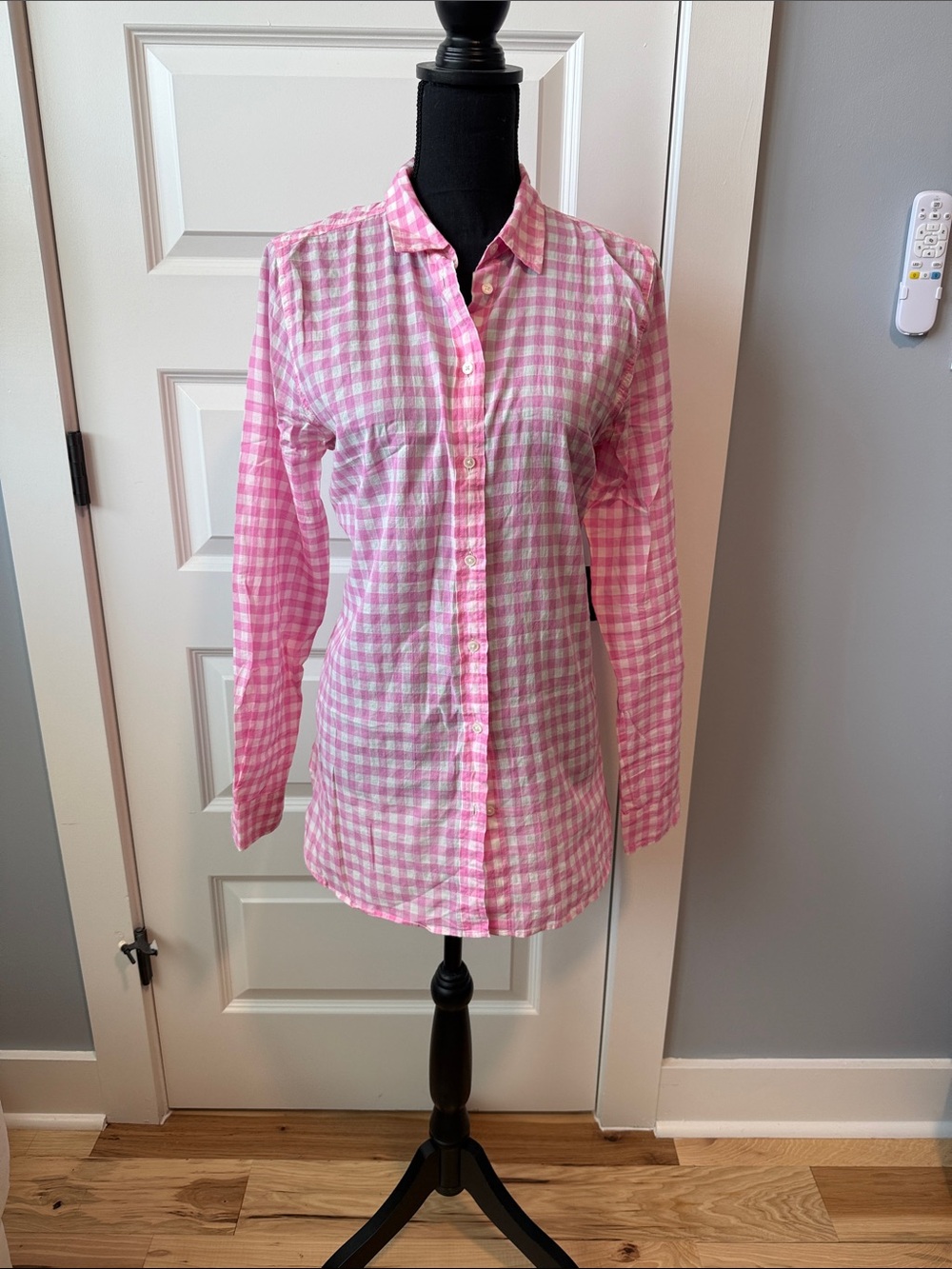 J. Crew Pink and White Gingham Shirt